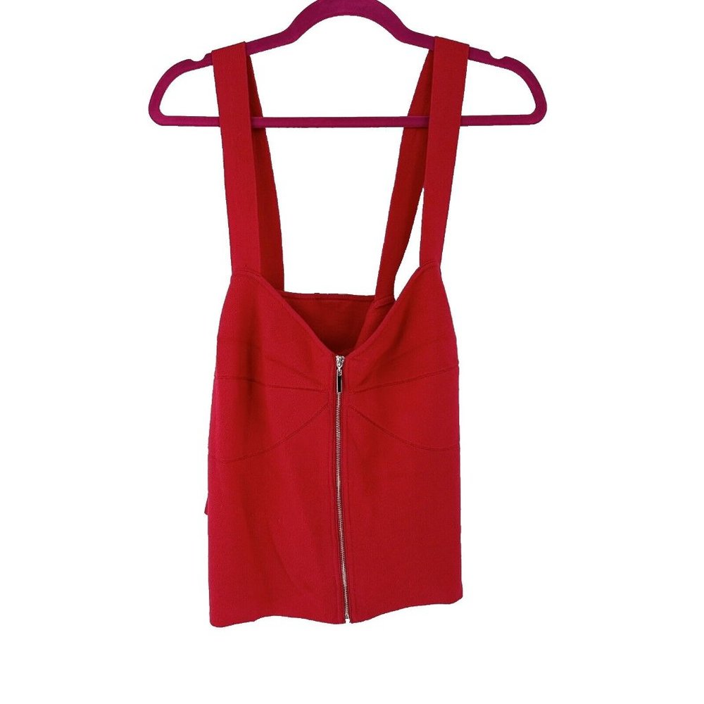 Ulla Popken Sweater Womens 20 22 Red Sleeveless Front Zip Solid Knit